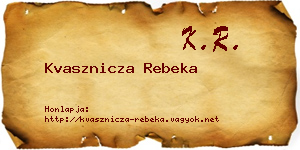 Kvasznicza Rebeka névjegykártya
